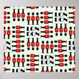 Póster Londres, soldados, patrón sin fisuras