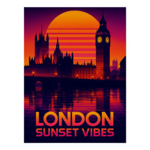 Póster Londres Sunset Vibes Retro Travel
