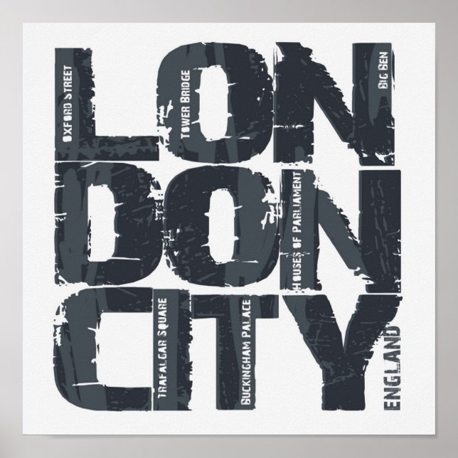 Póster Londres, Tipografía de Inglaterra (Frente)