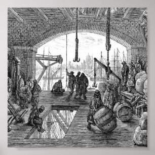 Póster Londres victoriano - Depósito del Támesis