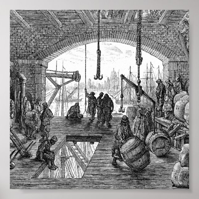 Póster Londres victoriano - Depósito del Támesis (Frente)