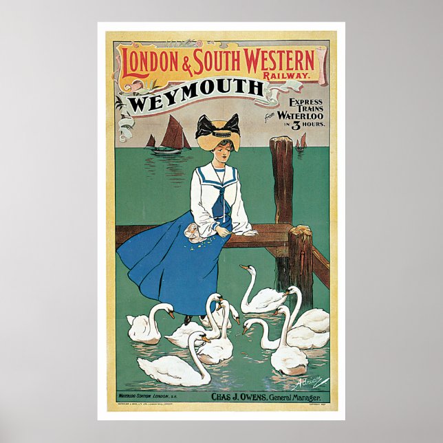 Póster Londres y Suroeste ~ Weymouth (Frente)