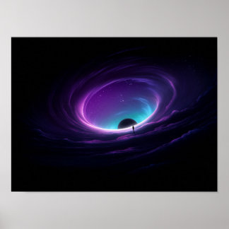 Póster Lone Figure at Edge of Purple Cosmic Vortex