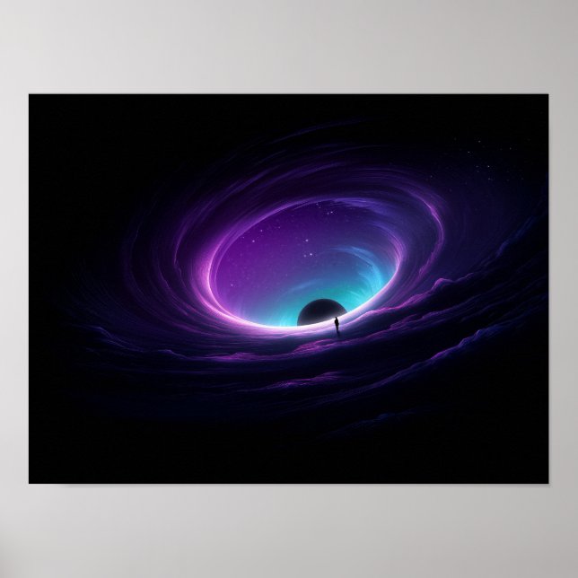 Póster Lone Figure at Edge of Purple Cosmic Vortex (Frente)