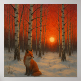 Póster Lone Fox in winter 