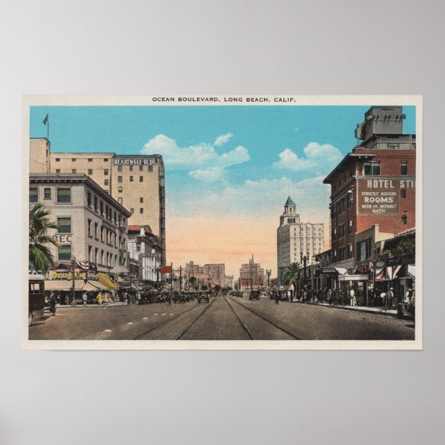 Póster Long Beach, CA - Ocean Boulevard View (Frente)
