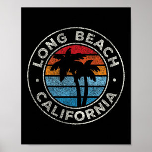 Póster Long Beach California Ca Vintage Graphic Retro 70
