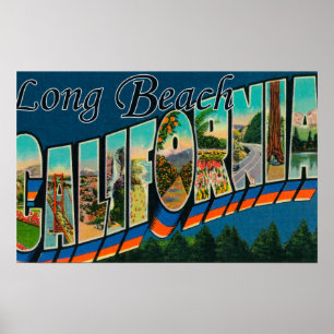 Póster Long Beach, California - escenas grandes de la