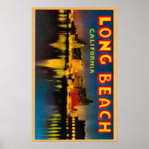 Póster Long Beach, California - Grandes Escenas de letras