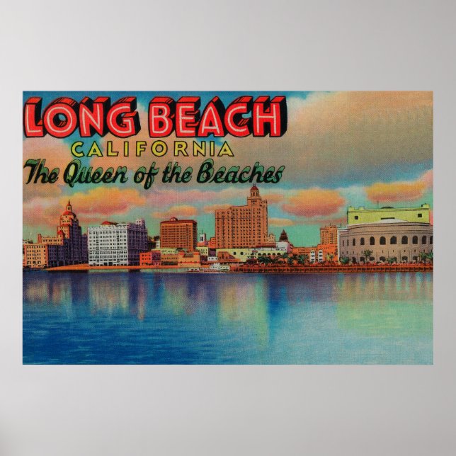 Póster Long Beach, California - La Reina de las Playas (Frente)