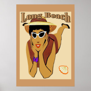 Póster Long Beach, Lady on Beach