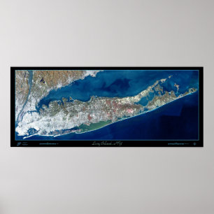 Póster Long Island, foto por satélite del poster de la