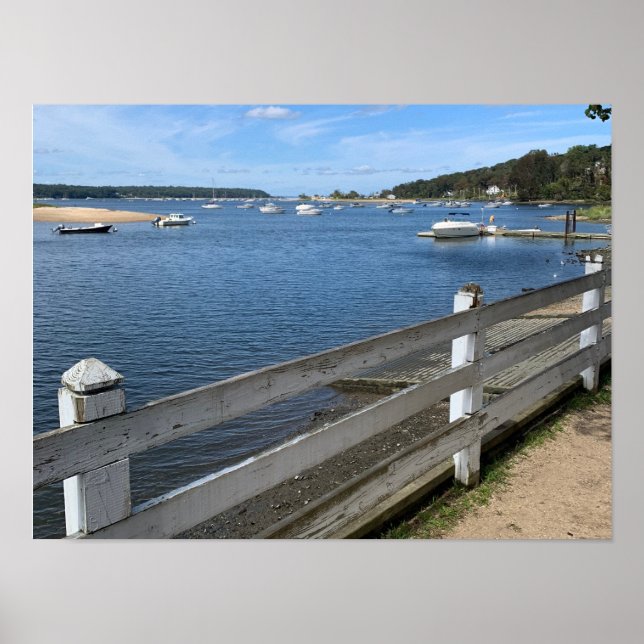 Póster Long Island New York, puerto de primavera fría (Frente)