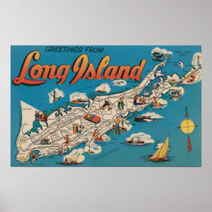 Póster Long Island, Nueva York - saludos de