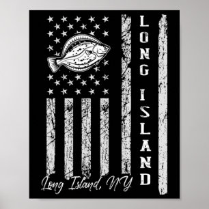 Póster Long Island Ny Para Pescadores De Fluke