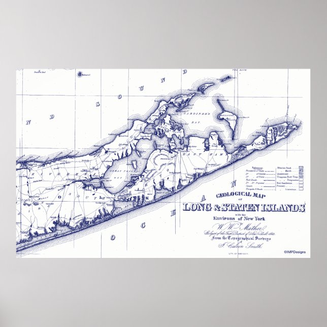 Póster Long Island The Hamptons Map VC (Frente)