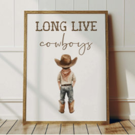 Póster Long Live Cowboys Poster Kids Western Room Decor