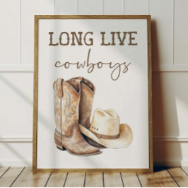 Póster Long Live Cowboys Poster Kids Western Room Decor