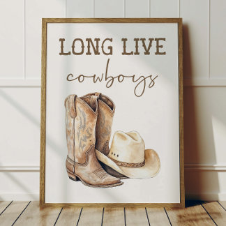 Póster Long Live Cowboys Poster Kids Western Room Decor