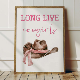 Póster Long Live Cowgirls Poster Kids Western Room Decor