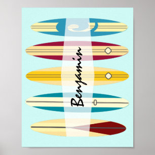 Póster Longboard de vintage