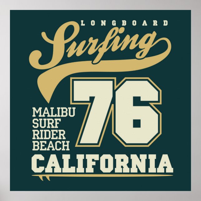 Póster Longboard Surfing | California 76 (Frente)