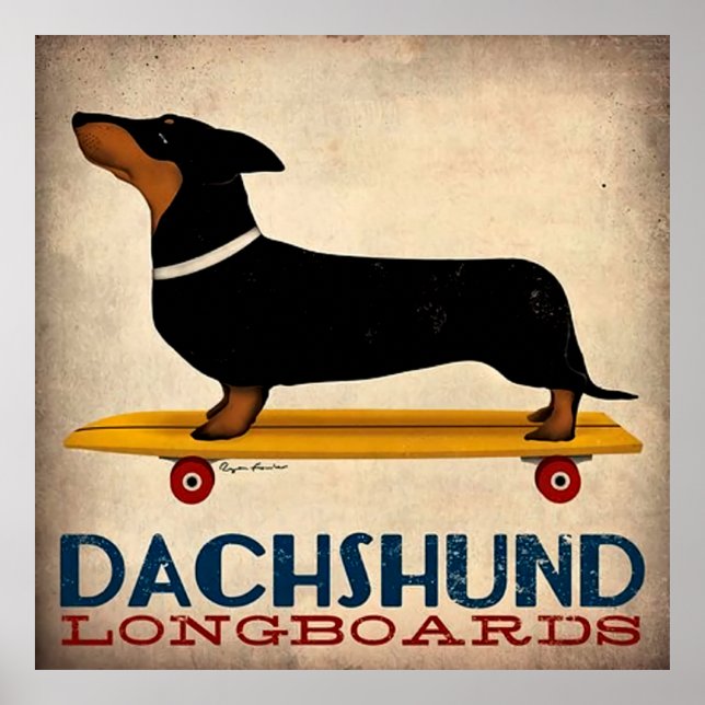 Póster Longboards Dachshund (Frente)