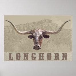 Póster Longhorn Country Poster -60x40 -other sizes also