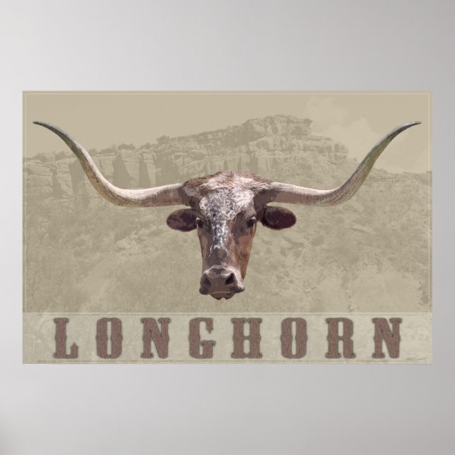 Póster Longhorn Country Poster -60x40 -other sizes also (Frente)