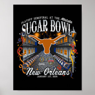 Póster Longhorns Sugar Bowl 2024 Cfp Semi Football Nola