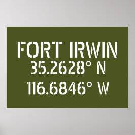 Póster Longitud de Fort Irwin Latitude