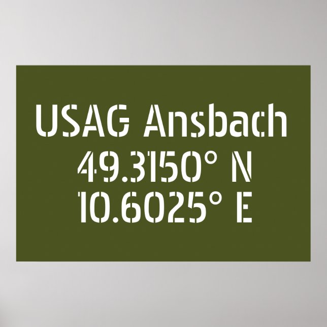 Póster Longitud de la Ansbach Latitude de USAG (Frente)