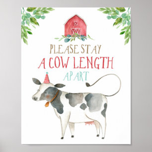 Póster Longitud De La Vaca Aparte De La Granja Animales B