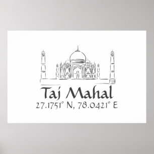 Póster Longitud del Taj Mahal Latitude