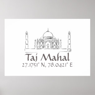 Póster Longitud del Taj Mahal Latitude
