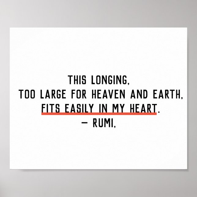 Póster Longo in My Heart Rumi Citate Wall Print (Frente)
