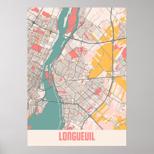 Póster Longueuil - Mapa de la ciudad de Chalk en Canadá