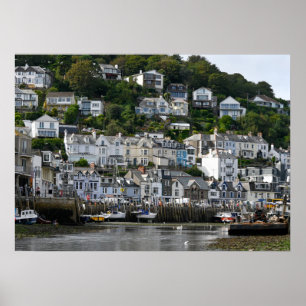 Póster Looe Cornwall Pueblo costero junto al mar