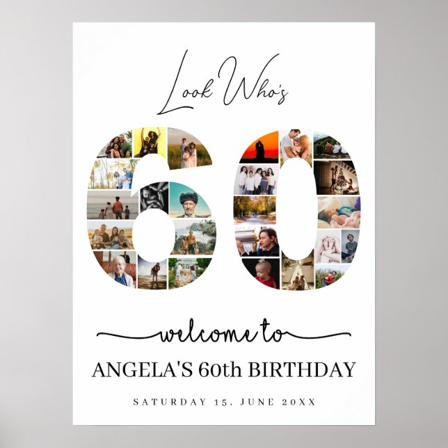 Póster look who's 60 years old birthday photo collage (Frente)