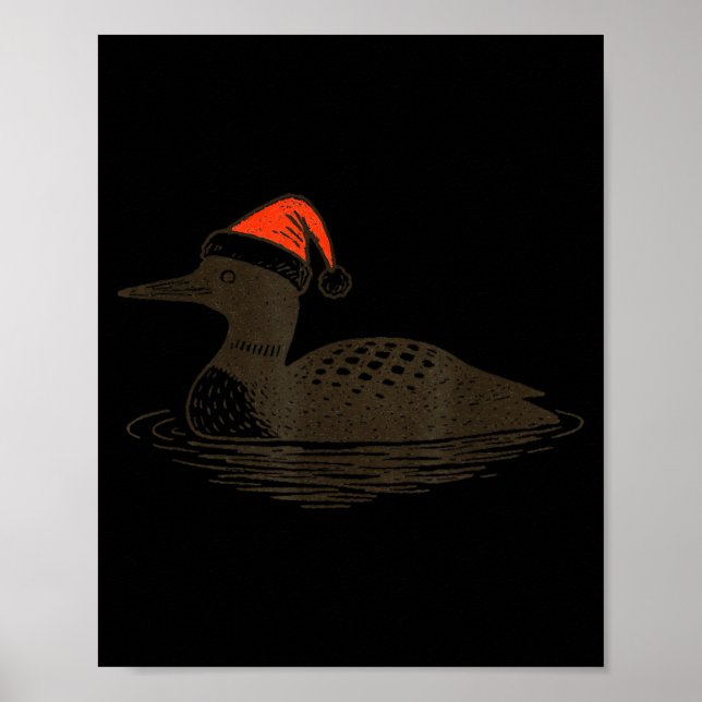 Póster Loon Lover Santa Hat Christmas Bird Watching Xmas  (Frente)