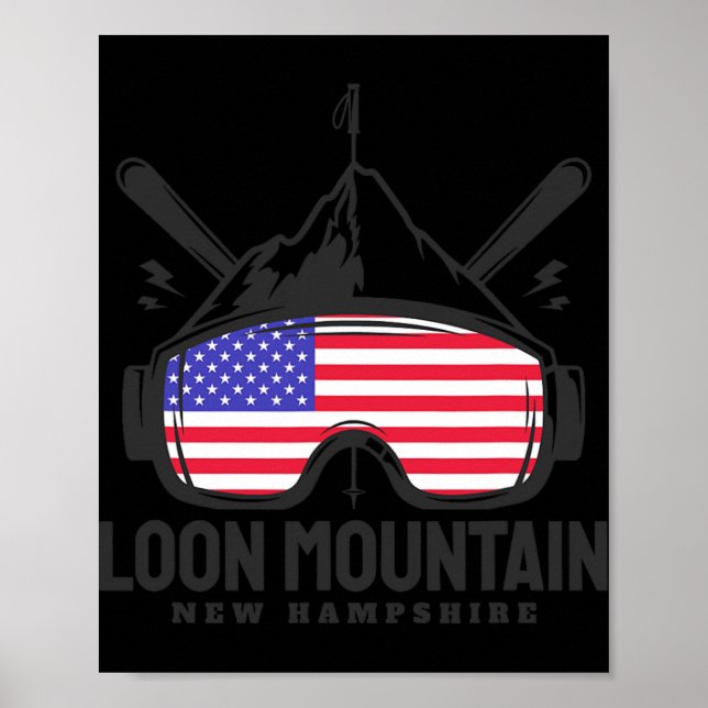 Póster Loon Mountain New Hampshire Usa Ski Retro Skiing  (Frente)