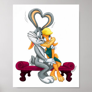 Póster Looney Tunes Bugs y Lola Corazones Día de San Vale