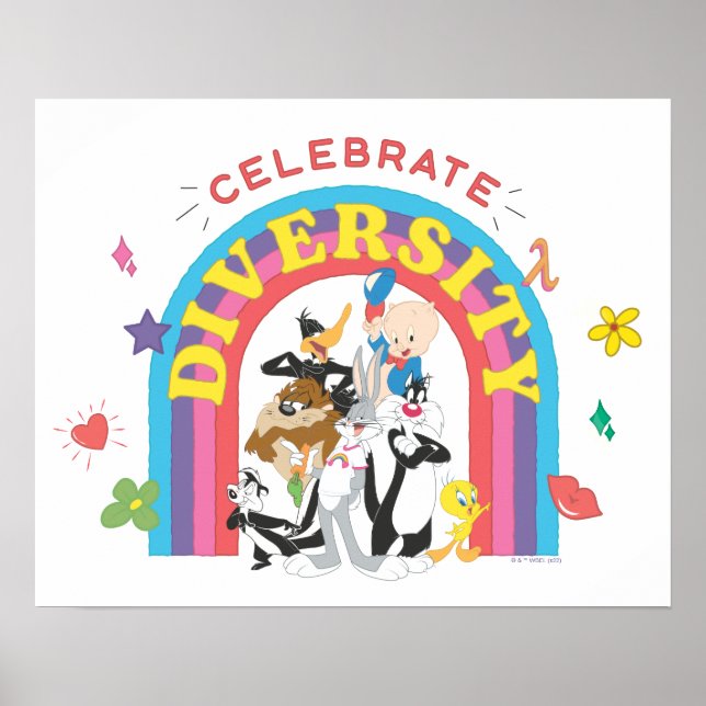 Póster LOONEY TUNES™ - Celebrate Diversity Pride Rainbow (Frente)