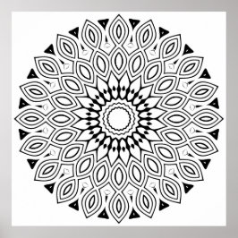 Póster Looped Leaf Border Mandala with Flowing Symmetry