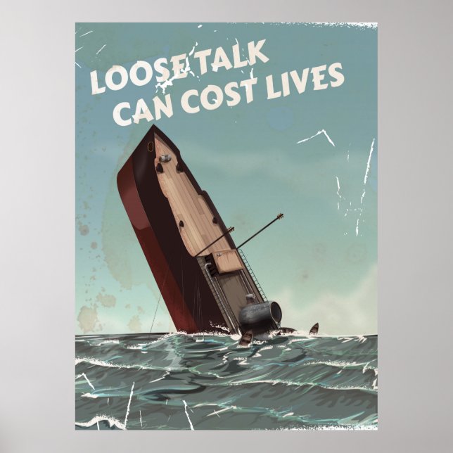Póster Loose Talk Cost Lives WW2 Poster print (Frente)