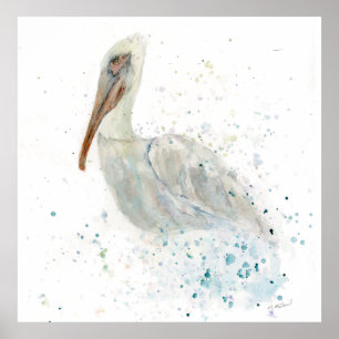 Póster Loose Watercolor Pelican