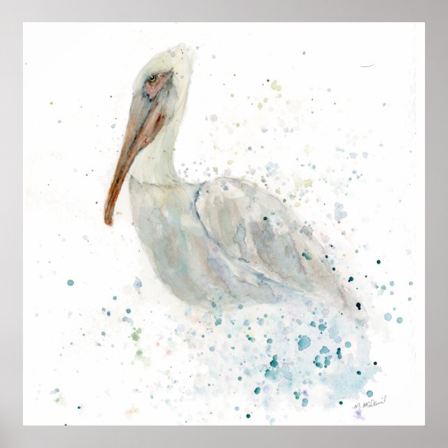 Póster Loose Watercolor Pelican (Frente)