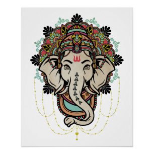 Póster Lord Ganesh - dios hindú de los nuevos comienzos