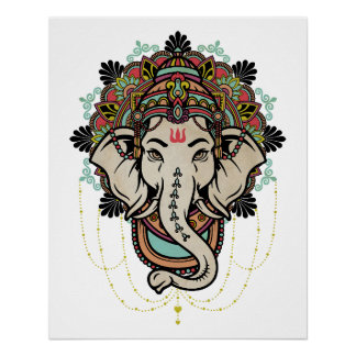 Póster Lord Ganesh - dios hindú de los nuevos comienzos