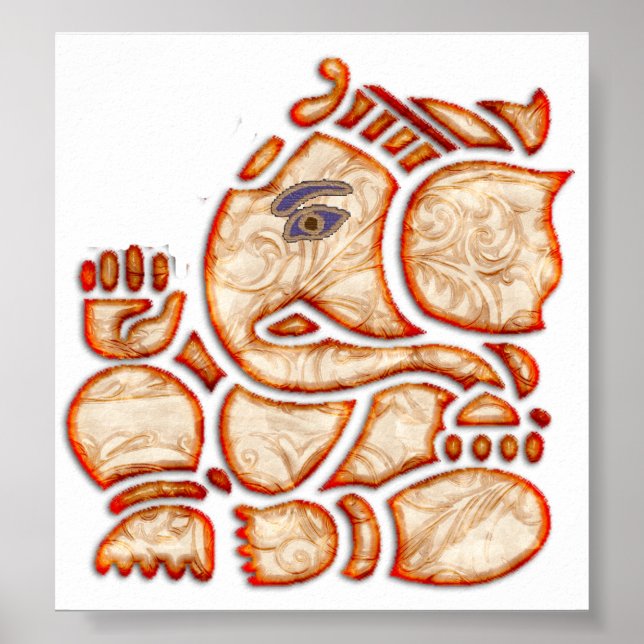 Póster Lord Ganesh, Gran Dios Hindú Por La Felicidad (Frente)